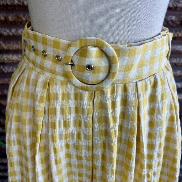 Mable Gold White Checkered Vintage Inspired Rockabilly Full Skirt Size Small - Picture 8 of 9